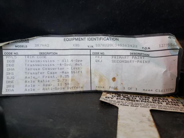 3D7KU28C34G263422 - 2004 DODGE RAM 2500 S BEIGE photo 10