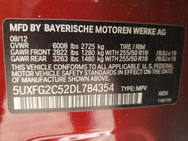 5UXFG2C52DL784354 - 2013 BMW X6 XDRIVE3 RED photo 10