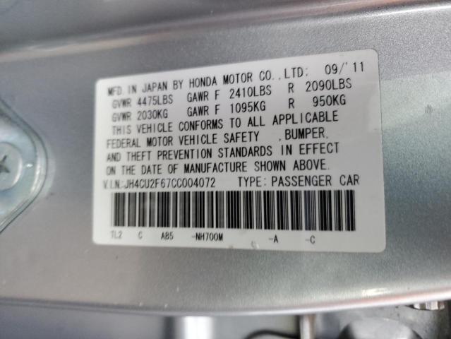 JH4CU2F67CC004072 - 2012 ACURA TSX TECH SILVER photo 10