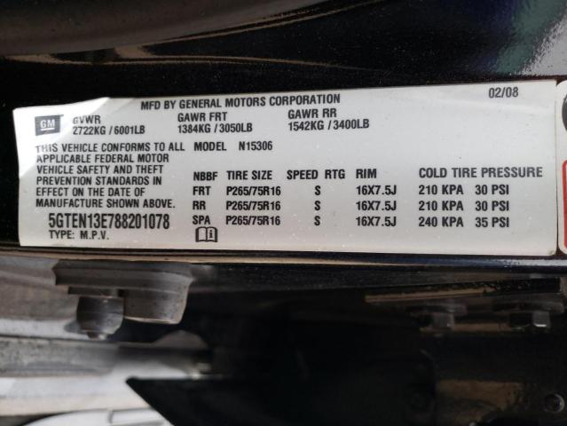 5GTEN13E788201078 - 2008 HUMMER H3 BLACK photo 13