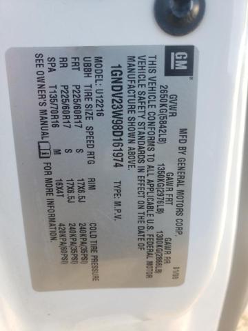 1GNDV23W98D161974 - 2008 CHEVROLET UPLANDER L Ağ foto 10