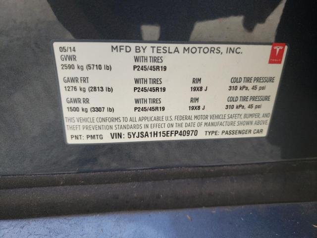 5YJSA1H15EFP40970 - 2014 TESLA MODEL S Gris foto 10