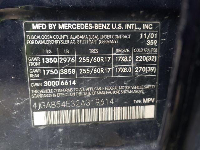 4JGAB54E32A319614 - 2002 MERCEDES-BENZ ML 320 BLUE photo 10