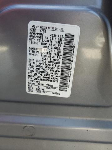 JN8AS5MT0FW653728 - 2015 NISSAN ROGUE SELE GRAY photo 10