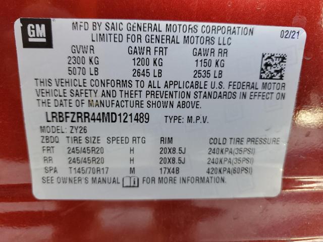 LRBFZRR44MD121489 - 2021 BUICK ENVISION A RED photo 10