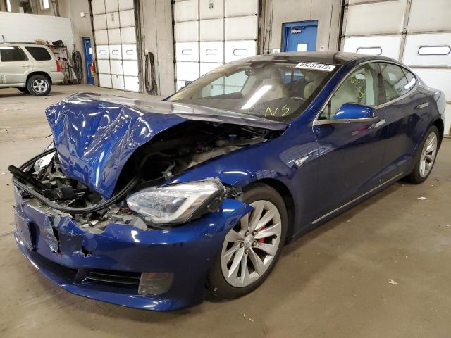 5YJSA1E42GF144619 - 2016 TESLA MODEL S Azul foto 2