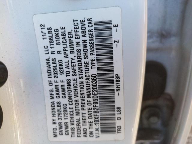 19XFB2F95DE200360 - 2013 HONDA CIVIC EXL 白色 照片 10