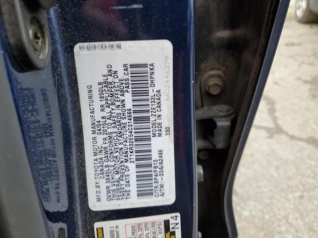 2T1KR32E54C314666 - 2004 TOYOTA MATRIX XR BLUE photo 10