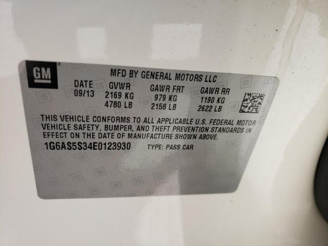 1G6AS5S34E0123930 - 2014 CADILLAC CTS PERFOR Beyaz fotoğraf 10