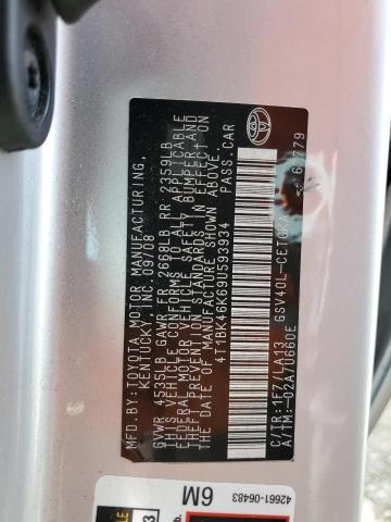 4T1BK46K69U593934 - 2009 TOYOTA CAMRY SE 银色 照片 10