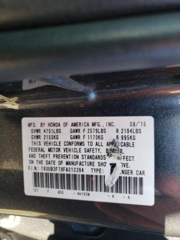 19UUB3F7XFA010394 - 2015 ACURA TLX ADVANC GRAY photo 10