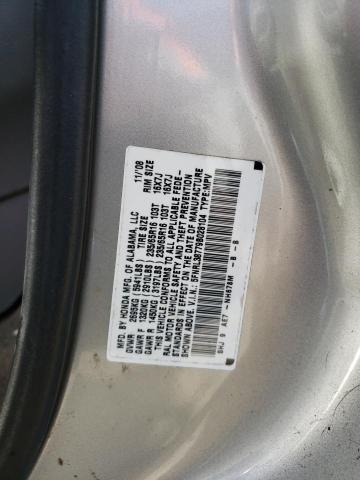 5FNRL38779B028104 - 2009 HONDA ODYSSEY EX SILVER photo 10