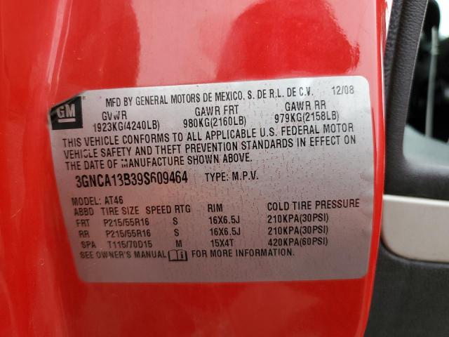 3GNCA13B39S609464 - 2009 CHEVROLET HHR LS RED photo 10