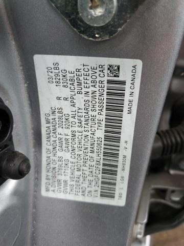 2HGFC2F8XLH550625 - 2020 HONDA CIVIC SPOR 银色 照片 10