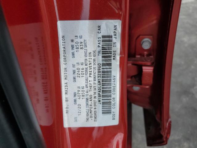 JM1BPADL6M1328960 - 2021 MAZDA 3 PREMIUM RED photo 10