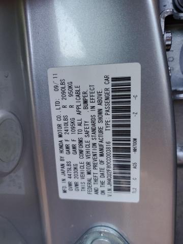 JH4CU2F80CC003816 - 2012 ACURA TSX SE SILVER photo 10