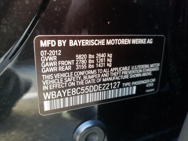 WBAYE8C55DDE22127 - 2013 BMW 750 LI BLACK photo 10