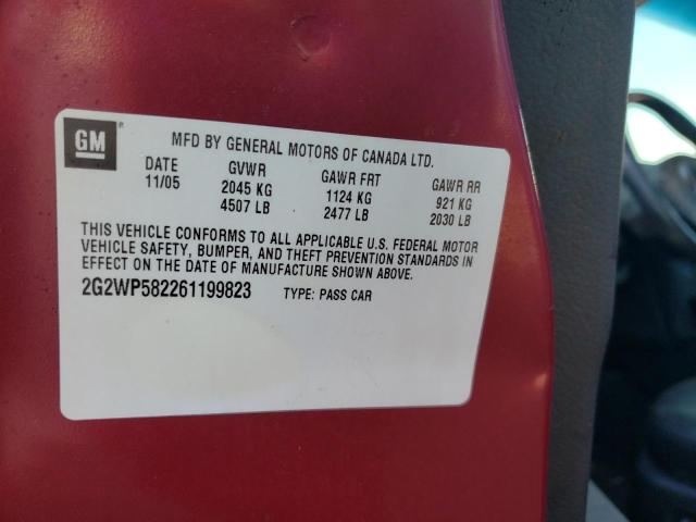 2G2WP582261199823 - 2006 PONTIAC GRAND PRIX ბურგუნდია ფოტო 10