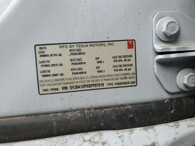 5YJSA1CPXDFP07019 - 2013 TESLA MODEL S Սպիտակ լուսանկար 10