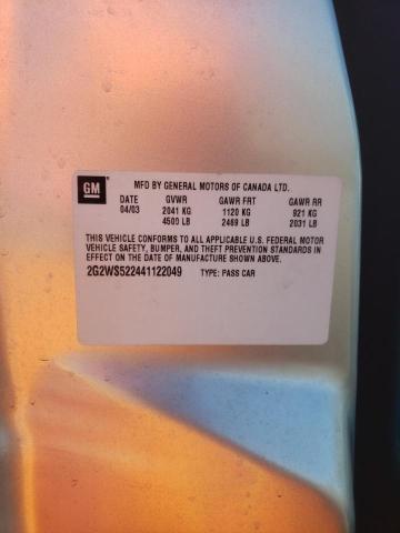 2G2WS522441122049 - 2004 PONTIAC GRAND PRIX ვერცხლისფერი ფოტო 10