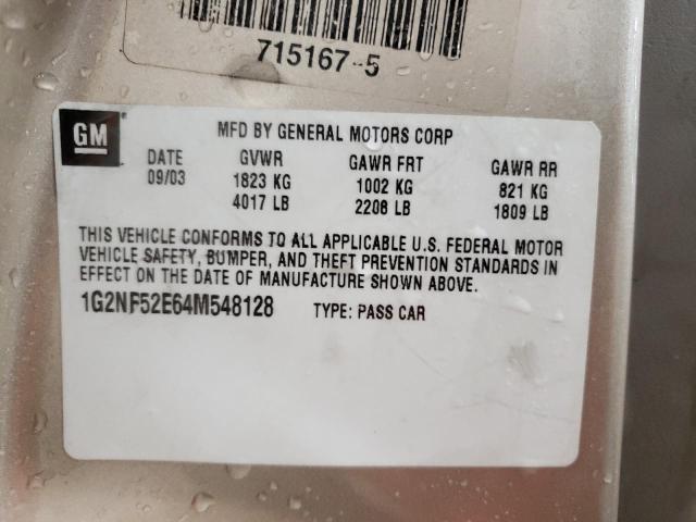 1G2NF52E64M548128 - 2004 PONTIAC GRAND AM S TAN photo 10