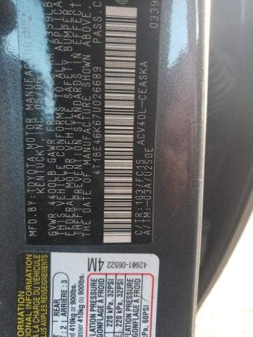 4T1BE46K67U026689 - 2007 TOYOTA CAMRY CE GRAY photo 10