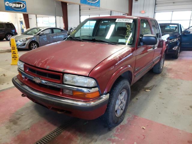 1GCDT13W32K128433 - 2002 CHEVROLET S TRUCK S1 BURGUNDY photo 2