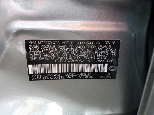 JTHBA1D23G5032119 - 2016 LEXUS GS 200T GRAY photo 10