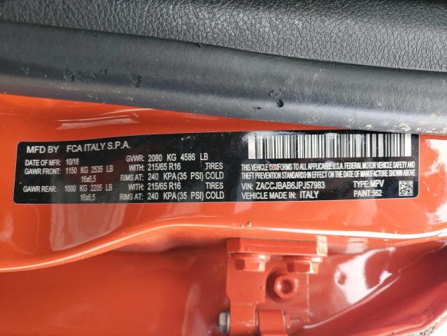 ZACCJBAB6JPJ57983 - 2018 JEEP RENEGADE S Narıncı foto 10