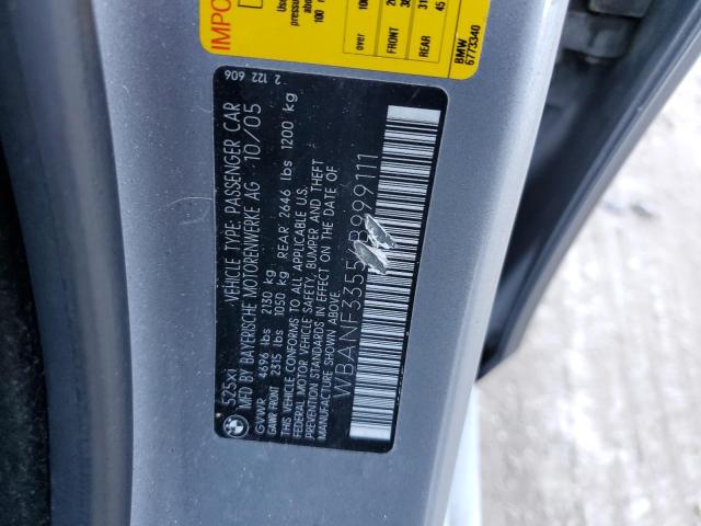 WBANF33556B999111 - 2006 BMW 525 XI GRAY photo 10