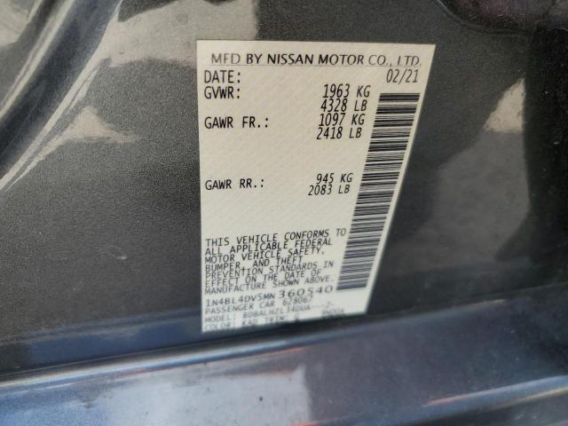 1N4BL4DV5MN360540 - 2021 NISSAN ALTIMA SV GRAY photo 12