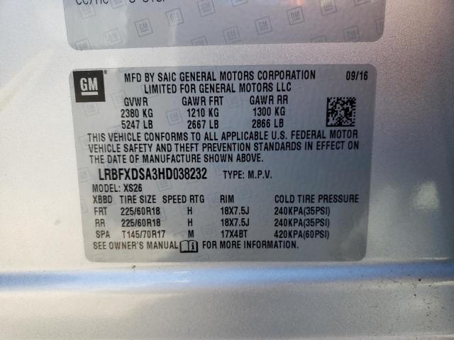 LRBFXDSA3HD038232 - 2017 BUICK ENVISION E SILVER photo 10