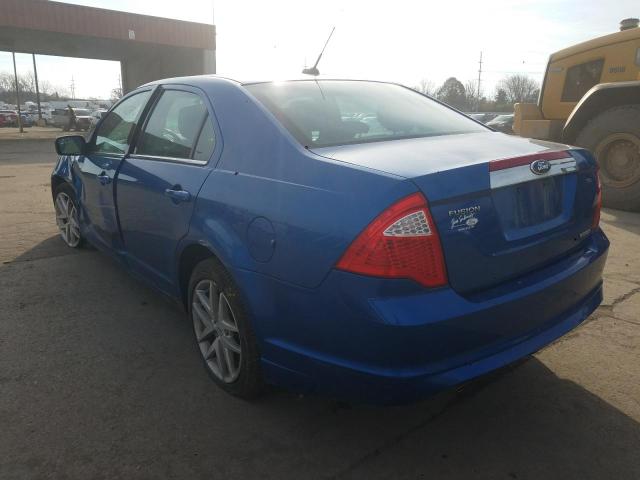 3FAHP0JG8BR320475 - 2011 FORD FUSION SEL BLUE photo 3