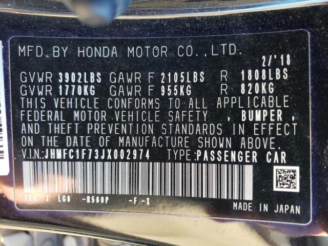 JHMFC1F73JX002974 - 2018 HONDA CIVIC EXL Qara foto 10