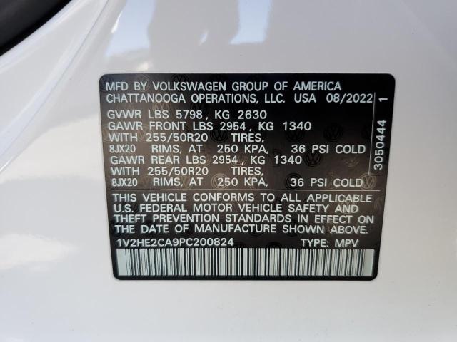 1V2HE2CA9PC200824 - 2023 VOLKSWAGEN ATLAS CROS WHITE photo 10