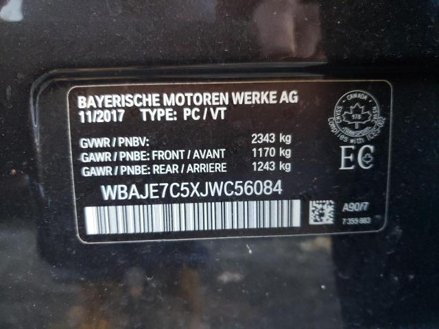 WBAJE7C5XJWC56084 - 2018 BMW 540 XI GRAY photo 10