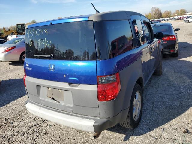 5J6YH28504L014261 - 2004 HONDA ELEMENT EX BLUE photo 4