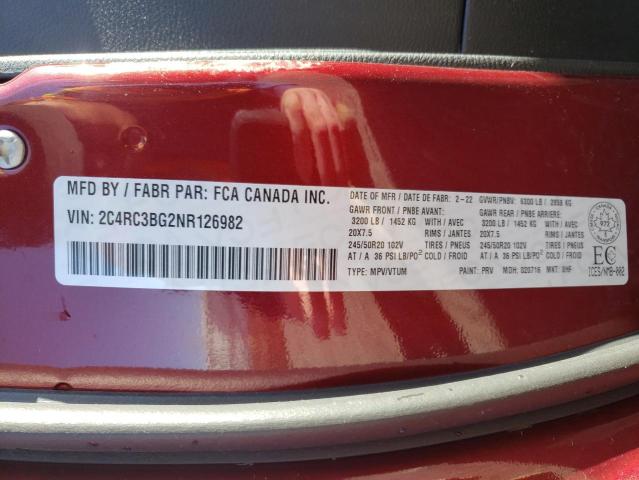 2C4RC3BG2NR126982 - 2022 CHRYSLER PACIFICA T RED photo 10