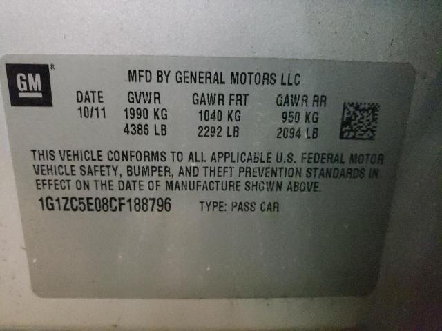 1G1ZC5E08CF188796 - 2012 CHEVROLET MALIBU 1LT 银色 照片 10