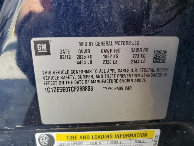 1G1ZE5E07CF288883 - 2012 CHEVROLET MALIBU LTZ ლურჯი ფოტო 10