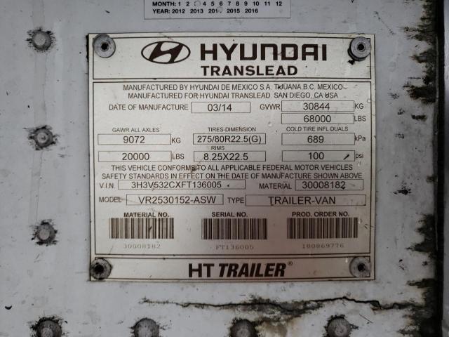 3H3V532CXFT136005 - 2015 HYUNDAI TRAILER WHITE photo 10