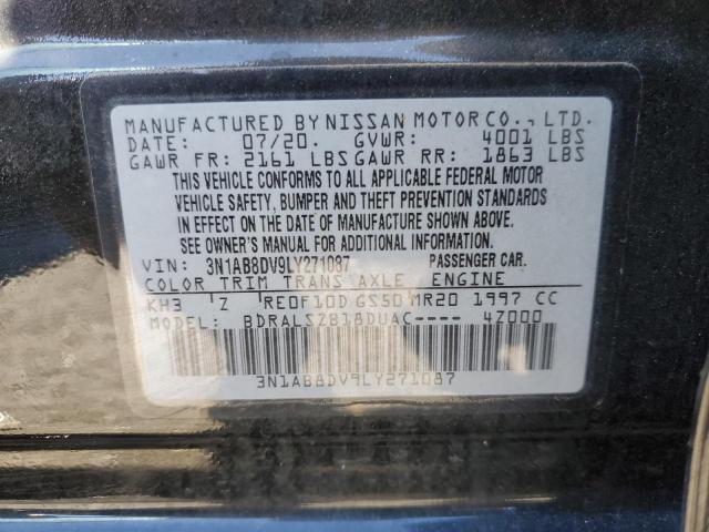 3N1AB8DV9LY271087 - 2020 NISSAN SENTRA SR BLACK photo 10