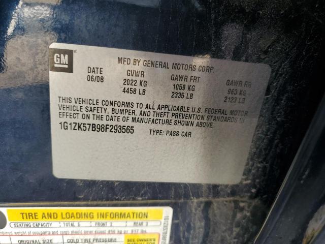 1G1ZK57B98F293565 - 2008 CHEVROLET MALIBU LTZ ლურჯი ფოტო 10