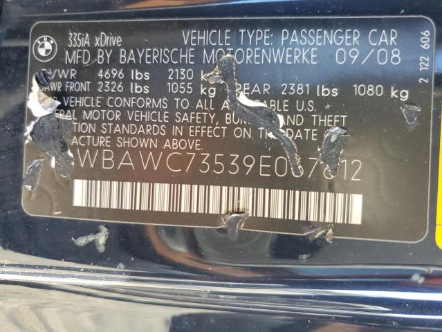 WBAWC73539E067612 - 2009 BMW 335 XI BLUE photo 10