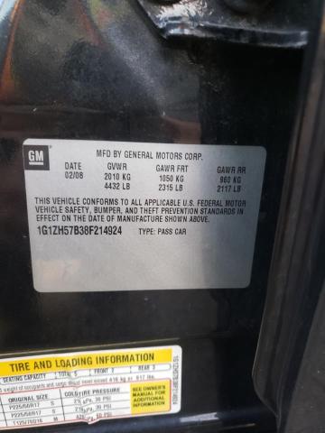 1G1ZH57B38F214924 - 2008 CHEVROLET MALIBU 1LT 黑色 照片 10