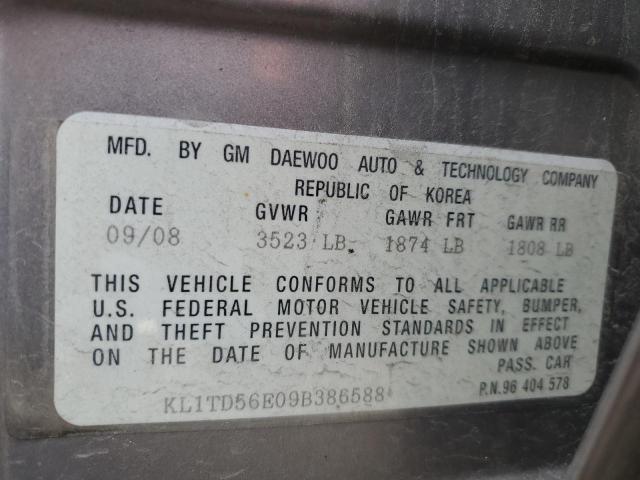 KL1TD56E09B386588 - 2009 CHEVROLET AVEO LS 棕色 照片 10