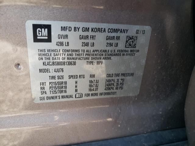 KL4CJBSB0DB130630 - 2013 BUICK ENCORE CON 棕色 照片 10