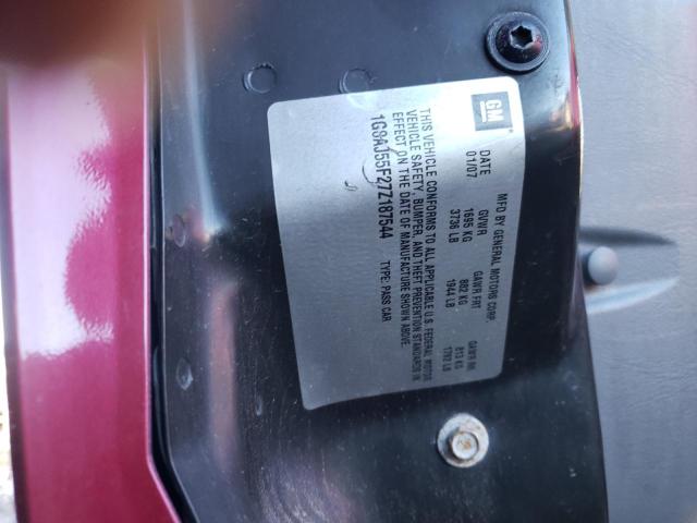 1G8AJ55F27Z187544 - 2007 SATURN ION LEVEL 勃艮第红 照片 10