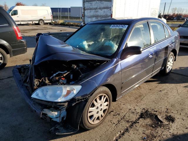 1HGES16585L024014 - 2005 HONDA CIVIC LX BLUE photo 2