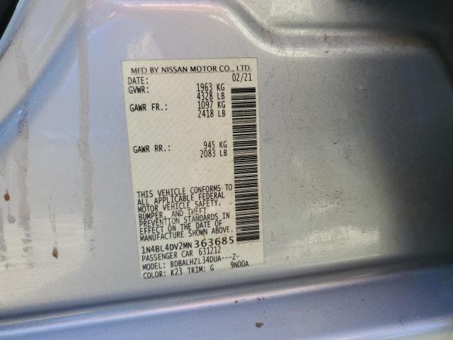 1N4BL4DV2MN363685 - 2021 NISSAN ALTIMA SV SILVER photo 10